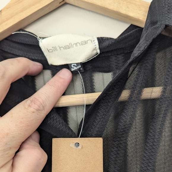 Bill Hallman Sheer Striped Pencil Midi Dress Retro Wiggle - Picture 15 of 15